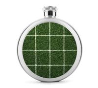 Flasque ronde portable en acier inoxydable avec motif herbe courte avec lignes blanches, pour liqueur, 140 ml