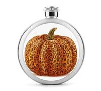 Flasque ronde portable en acier inoxydable avec motif léopard et citrouille pour boissons 140 ml