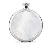 Flasque ronde portable en acier inoxydable avec motif marbre blanc pour boissons 140 ml