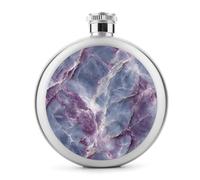 Flasque ronde portable en acier inoxydable avec motif marbré violet pour boissons 150 ml