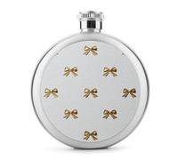 Flasque ronde portable en acier inoxydable avec nœuds en feuille d'or métallique pour boissons 140 ml