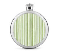 Flasque ronde portable en acier inoxydable avec rayures verticales aquarelles de couleur verte pour liqueur, 140 ml