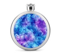 Flasque ronde portable en acier inoxydable pour liqueur, bleu et violet, 140 ml