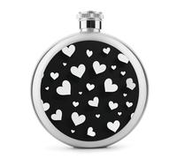 Flasque ronde portable en acier inoxydable pour liqueur, motif cœurs blancs, 140 ml