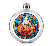Flasque ronde portable en acier inoxydable pour liqueur, motif fantôme à l'intérieur, citrouille d'Halloween, 140 ml