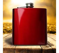 Flasque rouge 6 oz - 177 ml | Belle Housse Bouteille pour alcool, rouge brillant laqué