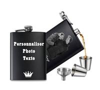 Flasque Whisky en acier inoxydable gravable texte et motifs, Cadeau personnalisé pour hommes, Idéale pour camping, Randonnée, Activités plein air (Photos Personnalisées)