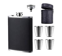 Flasques à vin carrées en acier inoxydable avec entonnoir et tasse - Récipient portable pour l'extérieur, les voyages, le camping avec entonnoir et tasse