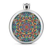 Flasques circulaires à motif mandala pour liqueur, 140 ml, en acier inoxydable, étanche, portable, pour extérieur, camping, voyage, cadeaux
