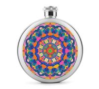 Flasques colorées à motif mandala pour liqueur, 140 ml, en acier inoxydable, étanche, portable, pour l'extérieur, le camping, les voyages, cadeaux