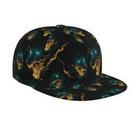 Flat Bill Trucker Chapeaux pour femmes et hommes - Casquette de baseball plate réglable avec tête de loup pour homme Noir
