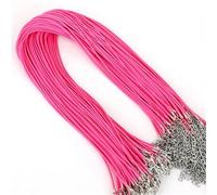 Flat Braided Leather Cord, 10 Pcs 1.5mm DIY Faux Adjustable Pendant Necklace Chains Multicolor(Fuchsia)