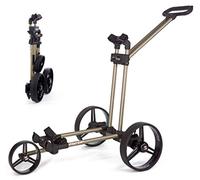 FLAT CAT Chariot de Golf 3 Roues Push ¤ Pliable sans Effort ¤ Léger pour Une Manipulation Facile et agréable ¤ Adaptable pour Homme, pour Femme ou pour Enfant à partir de 140 cm ¤ Couleur Bronze