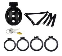 Flat Chastity Cage Set Cage De Chasteté Plate Ceinture Chastity Cage Men,Black+Belt