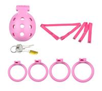 Flat Chastity Cage Set Cage De Chasteté Plate Ceinture Chastity Cage Men,Pink+Belt