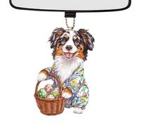 Flat Dog Ornament, 2D Acrylic Easter Egg Pendant, 3.15x3.15x0.79 inches Car Hanging Charm with Sturdy Build, Dog Egg Decoration, Vehicle Interior Accessory for Rearview Mirror and Dashboard