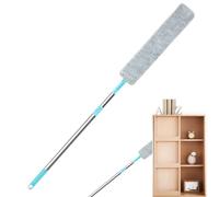 Flat Dust Cleaner - Under Fridge Brush for Home Furniture | Stainless Steel with Long Handle, Thin Duster Design, Easy Reach Tool for Refrigerator Stove Ceilings Walls Blinds Shelves