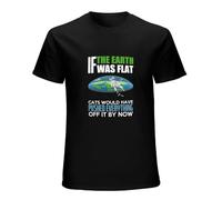 Flat Earth Cats Tshirt Round Earth Society GIF Mens T Shirt Fashion Summer Casual Hipster Fractal Pattern Letter Printed Mens T Shirt Black L