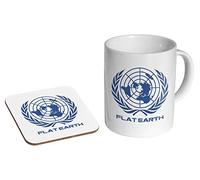 Flat Earth Society Tasse à café en céramique + sous-verre Coffret cadeau