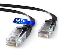 Flat Ethernet Cable 15 m, High Speed Cat 6 Network LAN for Fast & Reliable Internet Connection Flat Ethernet Cable AWG24, Cat6 RJ45 UTP CCA 1Gbps (15 Metres, Black)