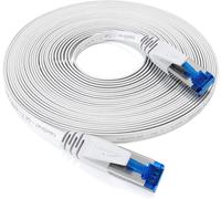 Flat Ethernet cable, particularly flexible ¿ 3 m (CAT7, LAN cable/network cable, 10 Gbps, RJ45 plug, suitable for laying, for maximum fiber speed, white)