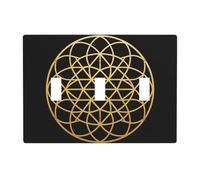 Flat Flower Life Plaque d'interrupteur à 3 interrupteurs - Plaque murale en polycarbonate incassable - Résistante à la chaleur - Décoration pour la maison