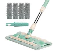 Flat Mop with Stainless Steel Handle, 360-Degree Rotating Adjustable Telescopic Cleaning Møp , 4 Reusable Washable Pads for Hardwood Composite Tile Floors, Accessories Color Random, 1 Mop + 4 Pađs