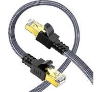 Flat Nylon Ethernet Cable Cat 7 3 m, RJ45 High Speed 10Gbps 600MHz STP LAN Compatible with Router Modem Switch TV Box PC PS4/PS5 Game Consoles