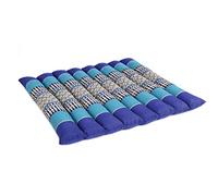 FLAT ROLLABLE - Coussin de Yoga et Méditation Plat et Souple - Bleu Ocean - ROULABLE et Ajustable en Hauteur et Largeur - Kapok Haute Densité 100% Naturel - Ferme, Stable et Confortable