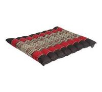 FLAT ROLLABLE - Coussin de Yoga et Méditation Plat et Souple - Noir Rouge - ROULABLE et Ajustable en Hauteur et Largeur - Kapok Haute Densité 100% Naturel - Ferme, Stable et Confortable