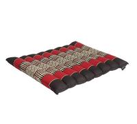 FLAT ROLLABLE - Coussin de Yoga et Méditation Plat et Souple - Noir Rouge - ROULABLE et Ajustable en Hauteur et Largeur - Kapok Haute Densité 100% Naturel - Ferme, Stable et Confortable