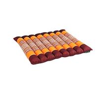 FLAT ROLLABLE - Coussin de Yoga et Méditation Plat et Souple - Orange - ROULABLE et Ajustable en Hauteur et Largeur - Kapok Haute Densité 100% Naturel - Ferme, Stable et Confortable