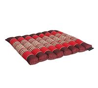 FLAT ROLLABLE - Coussin de Yoga et Méditation Plat et Souple - Rouge Bourgogne - ROULABLE et Ajustable en Hauteur et Largeur - Kapok Haute Densité 100% Naturel - Ferme, Stable et Confortable