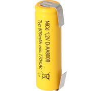 Flat Top Accu NiCd Mignon 1,2V 800mAh AA avec cosses à souder en forme de U