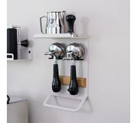 FLATE® Barista Rack Mini : étagère murale compacte pour accessoires Barista avec porte-filtre (beige gris clair)
