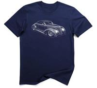 Flathead Roadster 1937 Gangster Hot Rod T-Shirt (M, Navy)