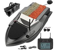 flatpincololee Bateau Amorceur GPS Carpe avec 180 Points, Télécommandé 800m, Double Bac 3KG à Libération Indépendante, Retour Automatique, LED, Coque ABS pour Pêche en Lac et Rivière