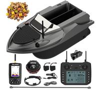 flatpincololee Bateau Amorceur GPS Carpe avec Sondeur, Peche Bateau de pêche, 180 Points, Télécommande Intelligente 800m, Double Bac 3KG à Libération Indépendante, Retour Automatique, LED, Coque ABS