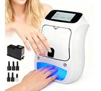 flatpincololee Kit 3D Imprimante Ongles Tout-en-Un avec Détection Automatique de l’Ongle, Écran Tactile 5", Impression Haute Résolution 4800DPI, 3000+ Motifs, Photos Personnalisées DIY