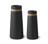 flature Set de vases en céramique pour Herbe de la Pampa vases à Fleurs Noir comme décoration Moderne de Salon Bobo, Set de vases, décoration de la Maison (Set de 2)