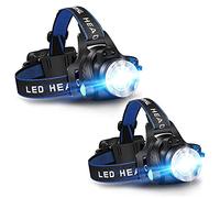 Flatware Lampe Frontale LED, USB Rechargeable avec Zoomable et Pivotant à 90° Lampe Torche Frontale Etanche for Running Pêche Camping Lecture, 2Pcs (Size : 2 PCS)