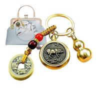 FLAVAS Porte-clés Chinois Feng Shui, Porte-clés - Porte-clés Gourde en Laiton,Porte-clés Gourde Feng Shui du Zodiaque, Gourde en Laiton, pièce Porte-Bonheur, apporte Chance et Richesse
