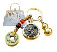FLAVAS Porte-clés Gourde, Porte-clés du Zodiaque Chinois,Porte-clés d’Argent des Cinq empereurs - Porte-clés Gourde en Laiton, Pendentif Porte-Bonheur Feng Shui, Porte-clés du Zodiaque en Argent des