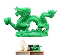 FLAVAS Statue de dragon chinois Feng Shui - Figurine d'animal exquise en résine de jade | Belles sculptures de dragon vert, statue de prospérité Feng Shui, objets de collection de dragon Feng Shui