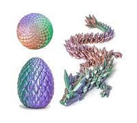 Flavery Dragon imprimé en 3D dans un œuf - Cuivre vert violet - Œuf tricolore de 13 cm avec dragon en cristal flexible à l'intérieur, jouet coloré pour cadeau d'anniversaire, figurine d'animal de