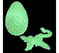 Flavery Dragon volant imprimé en 3D dans un œuf - Vert brillant - Œuf surprise avec dragon ailé flexible à l'intérieur, beau jouet mystérieux, cadeau d'anniversaire, décoration de bureau