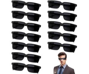 FLAVNTEL Lot de 12 Lunettes d’Agent Noires, Lunettes Espion à Effet Rétroviseur, Accessoires de Déguisement pour Détective, Policier, Agent Secret, Fête d’Anniversaire, Carnaval, Remise de Diplôme