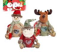 Flax Christmas Bags Zipper Design, Christmas Plush Doll Pouch, Packaging Sack, Cartoon Creative Candy Bag, Reusable Holdalls (3 Pcs)