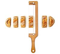 flaxarne Couteau a Pain Réglable en Bois,Lame Boulanger pour Trancher le Pain Fait Maison avec Guide de Coupe pour Boulangers Maison Cuisine