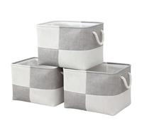 flaxarne Gris&Blanc Panier de Rangement Pliable,Lot de 3 Paniers Cube de Rangement,Cube StorageBox avec Poignées Pour Armoire,Étagère,Vetements,40x30x30cm